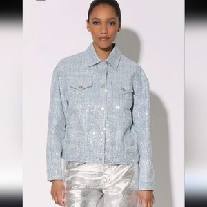 Walter Baker Shawna Sequin Denim Jacket Large | Anthropologie, Oversized Glam Lu